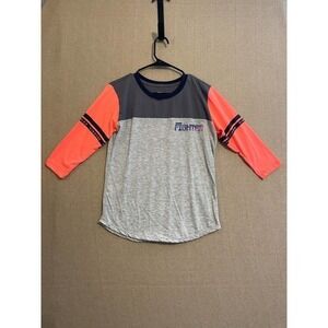American Fighter Shirt Women's Medium Gray and Salmon